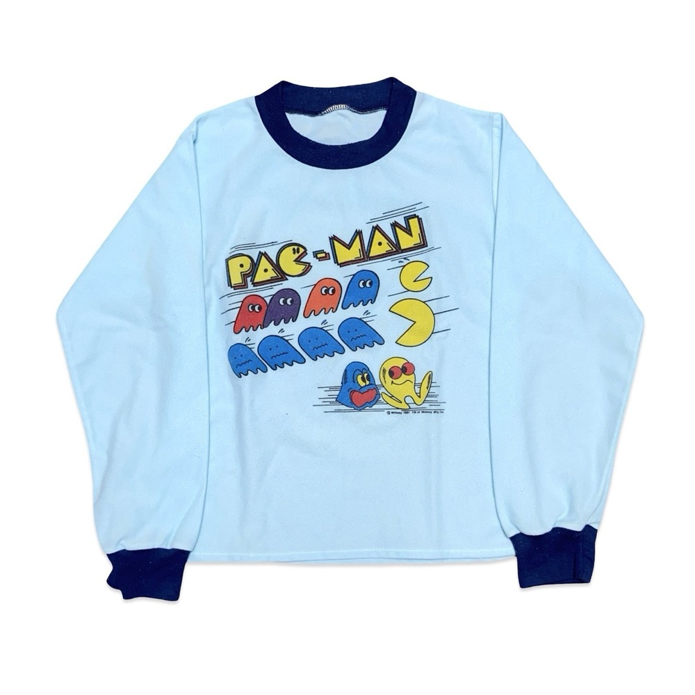 Vintage 1981 Pac Man Kids Long Sleeve Shirt M Arcade Midway RARE